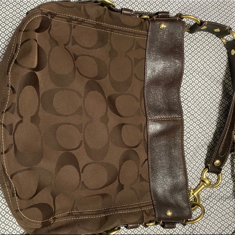Coach signature brown canvas hobo